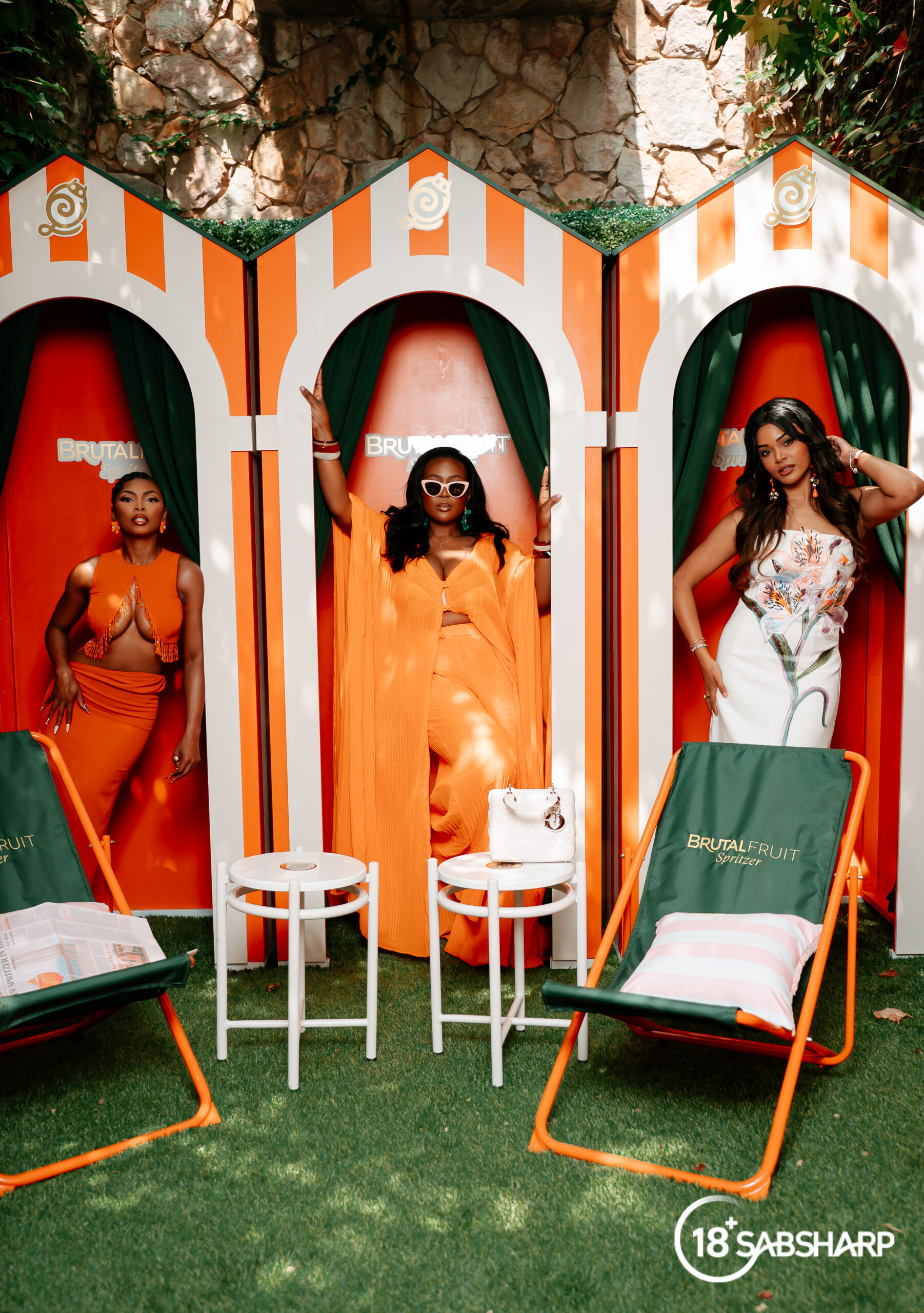 Brutal Fruit L’Orange Rossa launch event in Johannesburg featuring fashion influencers and a Mediterranean-inspired Villa Rossa setting